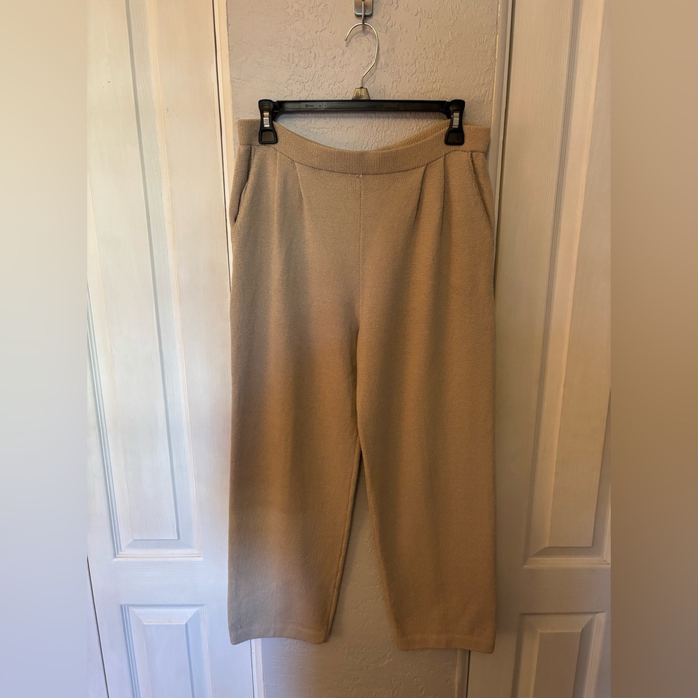 St John Collection Tan Santana Knit Pull On Trousers Size 2